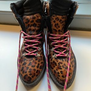 Diemme Calf Hair Leopard Hiking Boots
